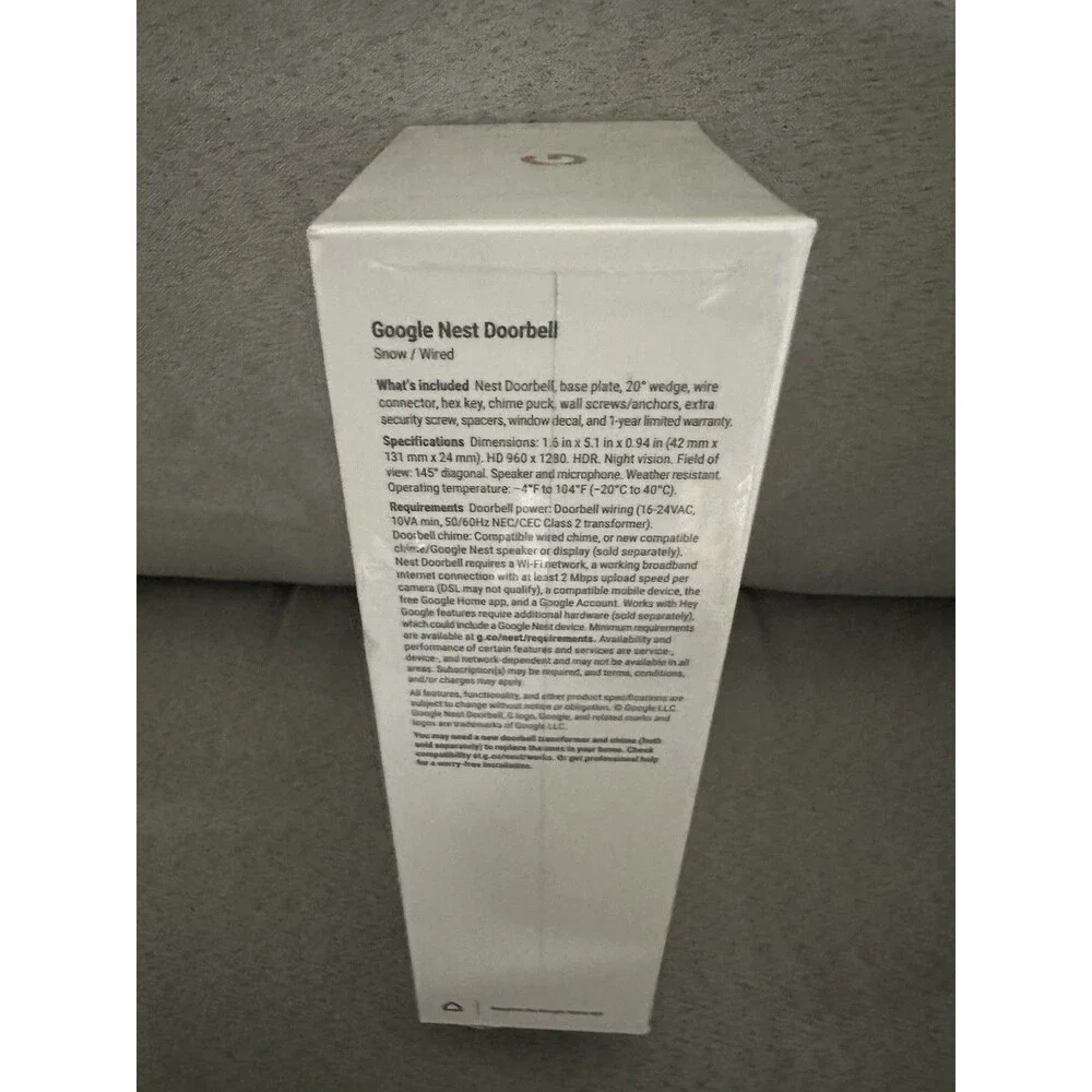 Lot Of 2 Google Nest 2nd Gen Wired Video Doorbell Camera (Snow) White Brand New
